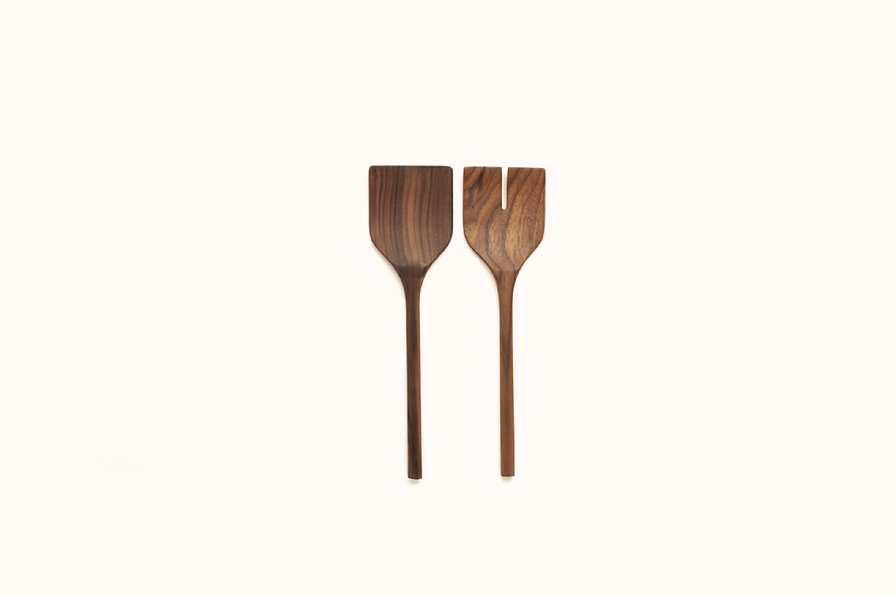 13" WALNUT WOODEN SALAD SERVER SET