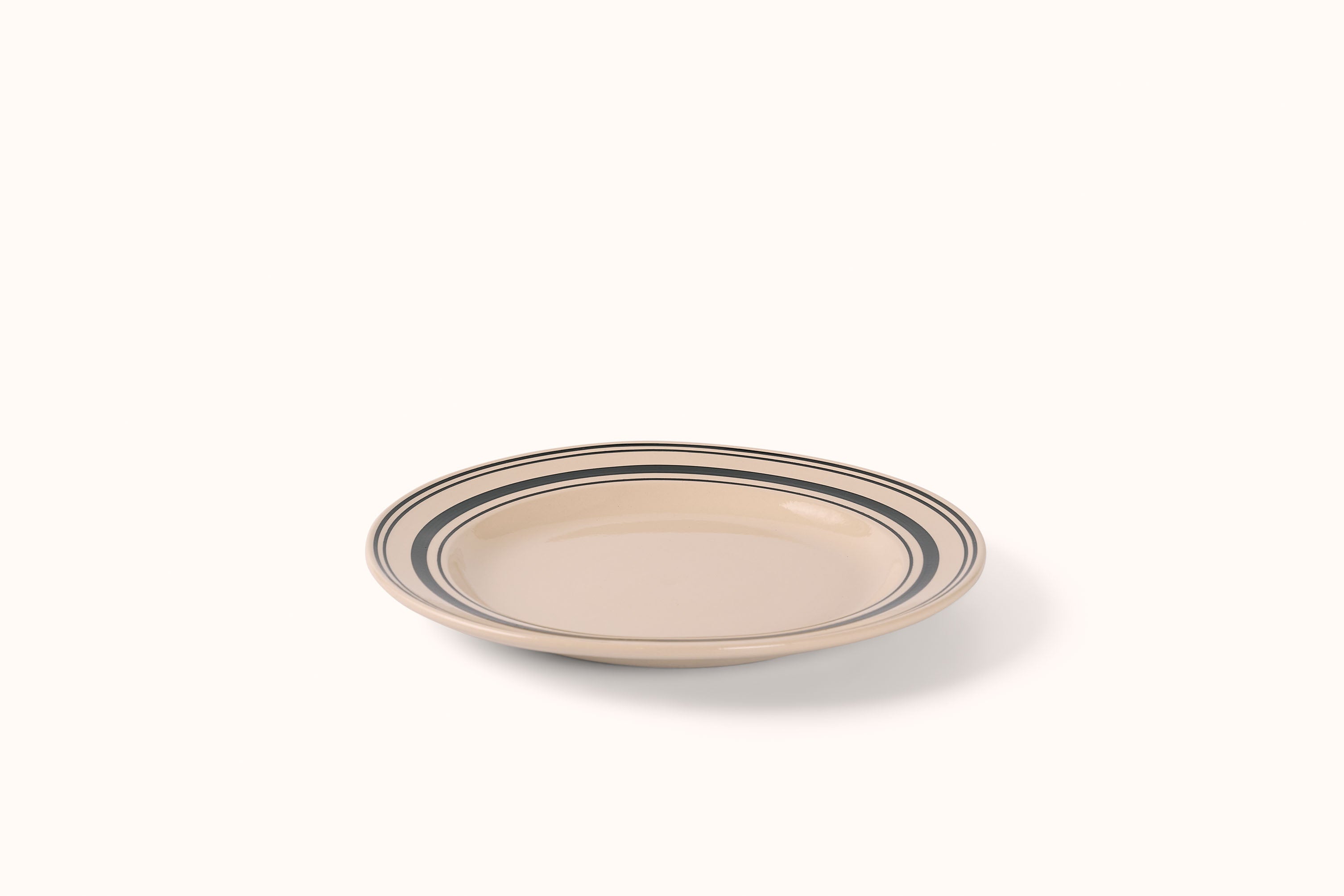 JOHN JULIAN BLACK LINEN STRIPE STONEWEAR DINNERWARE