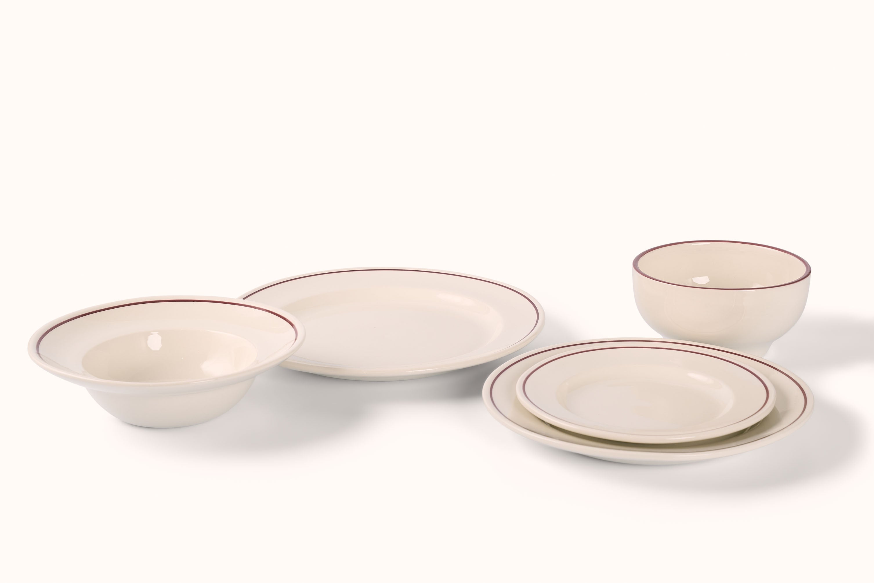 JOHN JULIAN BURGUNDY LINE PORCELAIN DINNERWARE