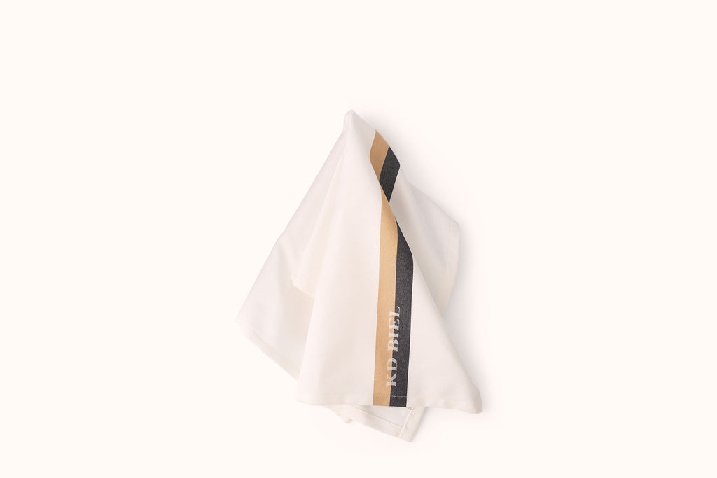 KD BIEL WHITE/BLACK/TAN FRENCH JACQUARD GLASSWARE TOWEL