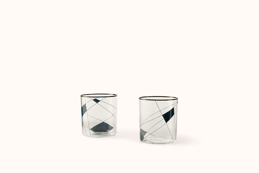 LOBMEYR  GAMPER NEO ENAMEL DIAGONAL PLANES PAINTED TUMBLER- BLUE
