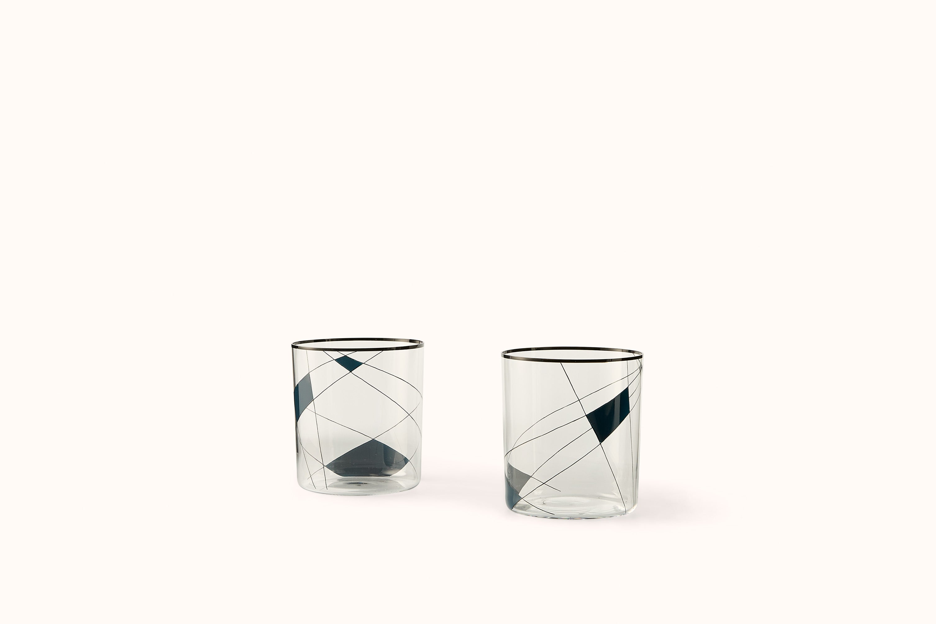 LOBMEYR  GAMPER NEO ENAMEL DIAGONAL PLANES PAINTED TUMBLER- BLUE