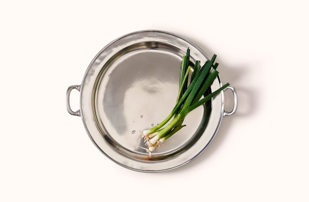 MATCH PEWTER LARGE ROUND TRAY WITH HANDLES