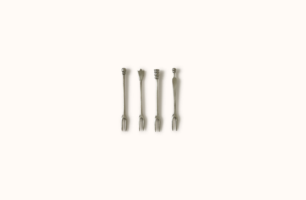 MATCH PEWTER ASSORTED OLIVE FORKS SET OF 4