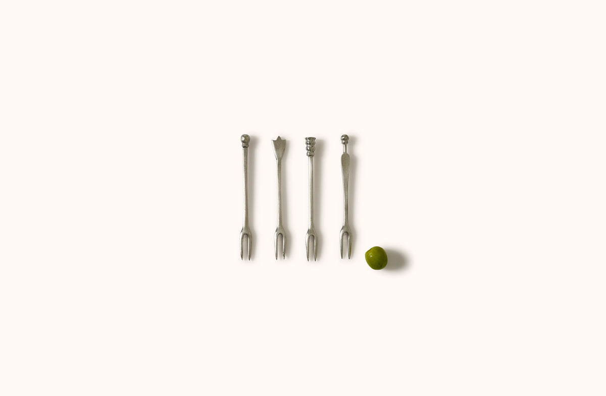 MATCH PEWTER ASSORTED OLIVE FORKS SET OF 4
