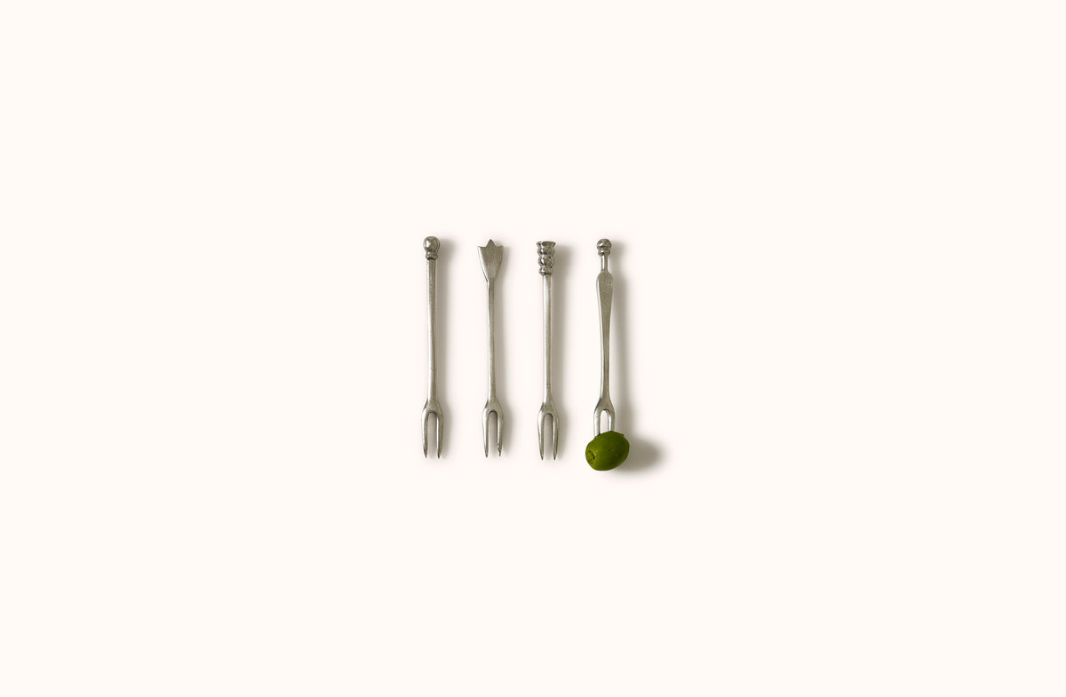 MATCH PEWTER ASSORTED OLIVE FORKS SET OF 4