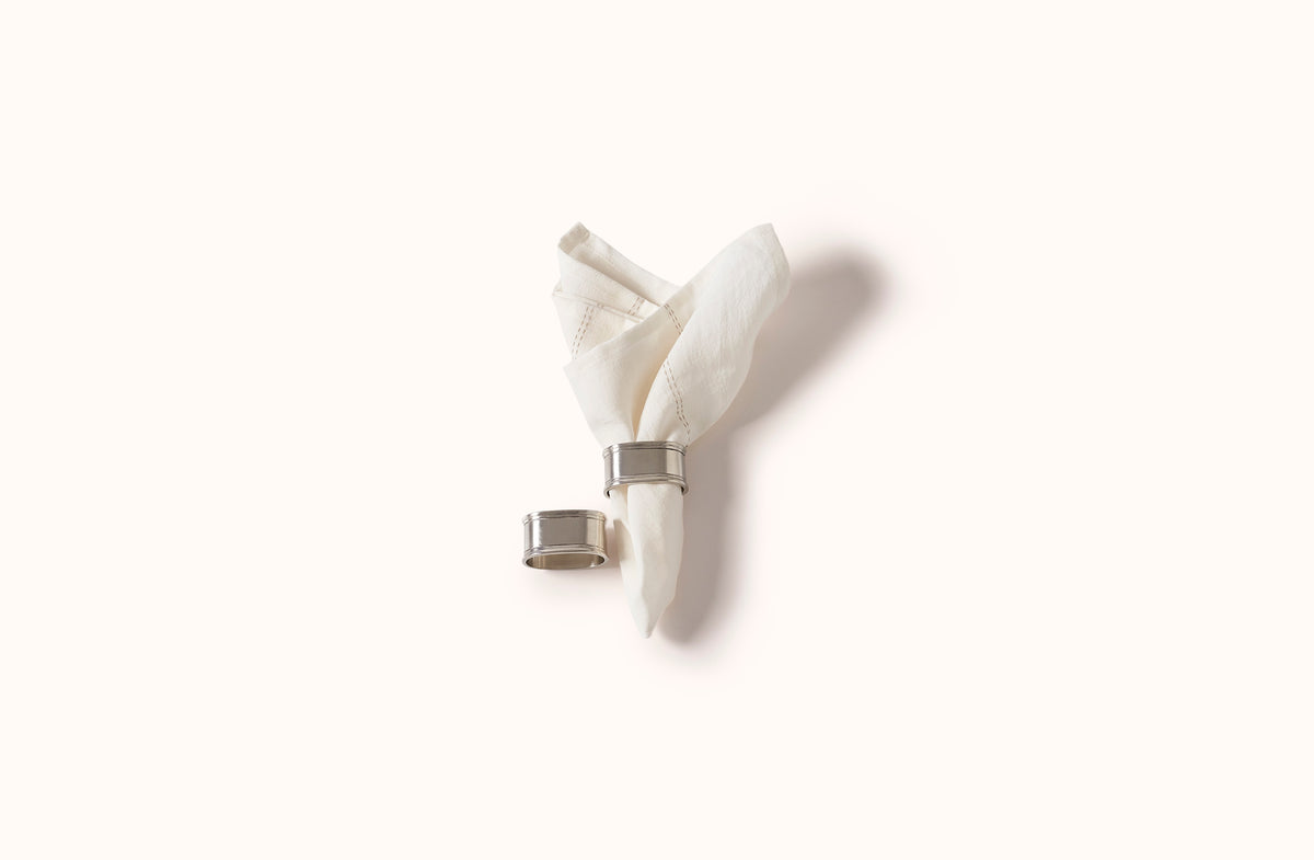MATCH PEWTER OVAL NAPKIN RINGS SET OF 2