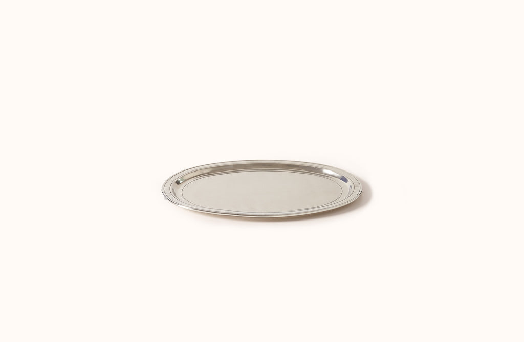 MATCH PEWTER LARGE OVAL INCISED TRAY LARGE