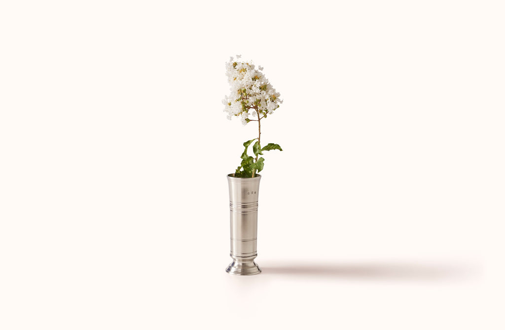 MATCH PEWTER FOOTED CYLINDER VASE
