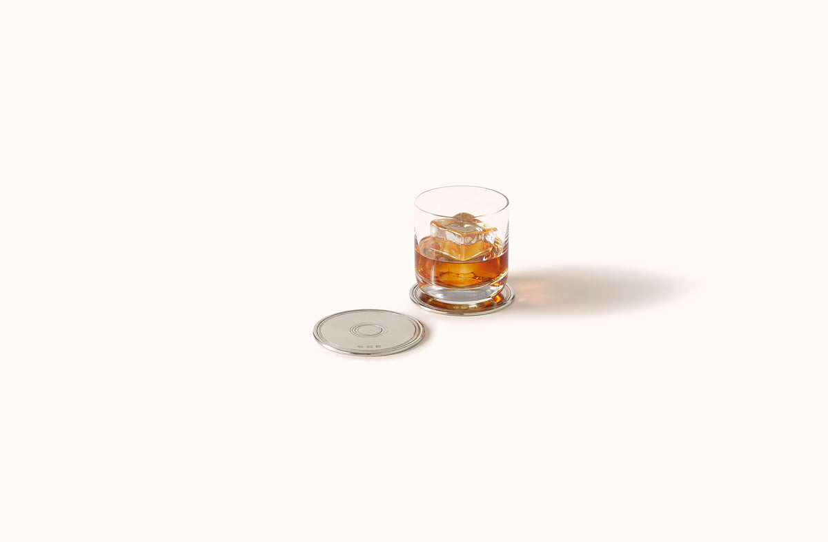 MATCH PEWTER ROUND COASTERS, SET OF 2