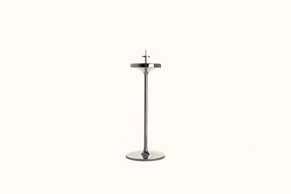 DAVID MELLOR STAINLESS STEEL EMBASSY CANDLESTICK / SMALL