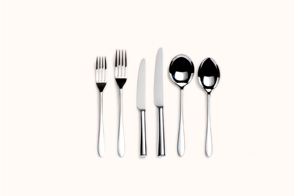 DAVID MELLOR POLISHED STAINLESS STEEL PRIDE 6 PC FLATWARE SET