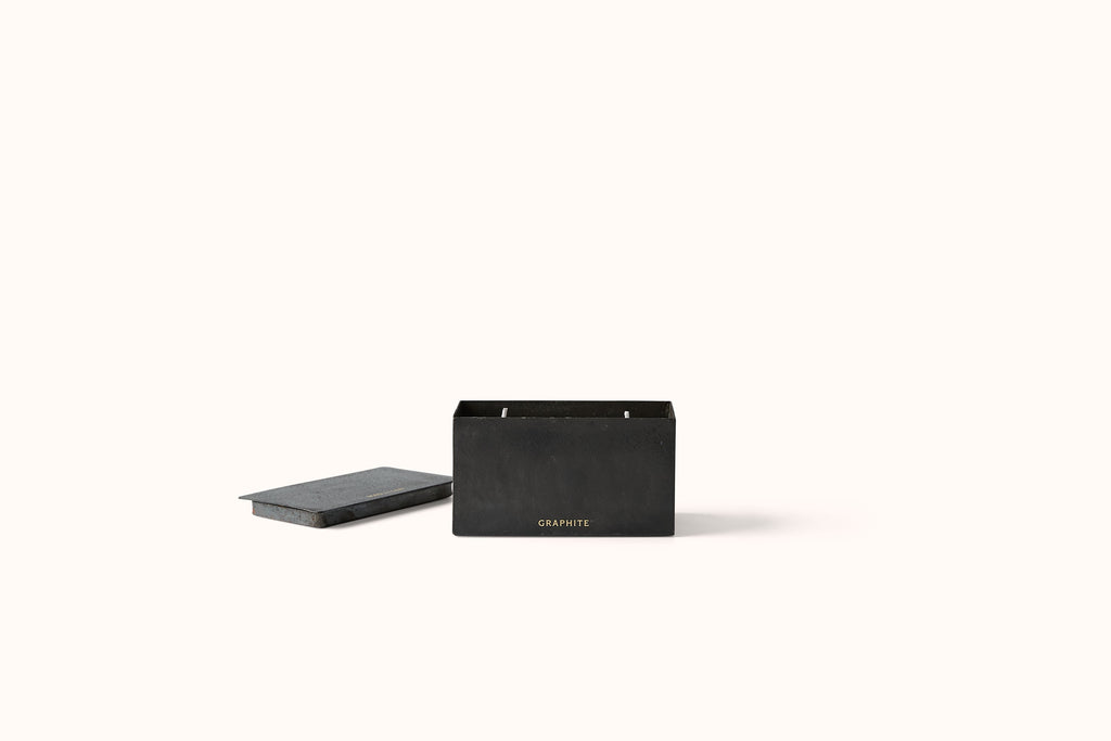 MAD ET LEN GRAPHITE HORIZONTAL RECTANGLE BLOCK CANDLE - WHITE WAX