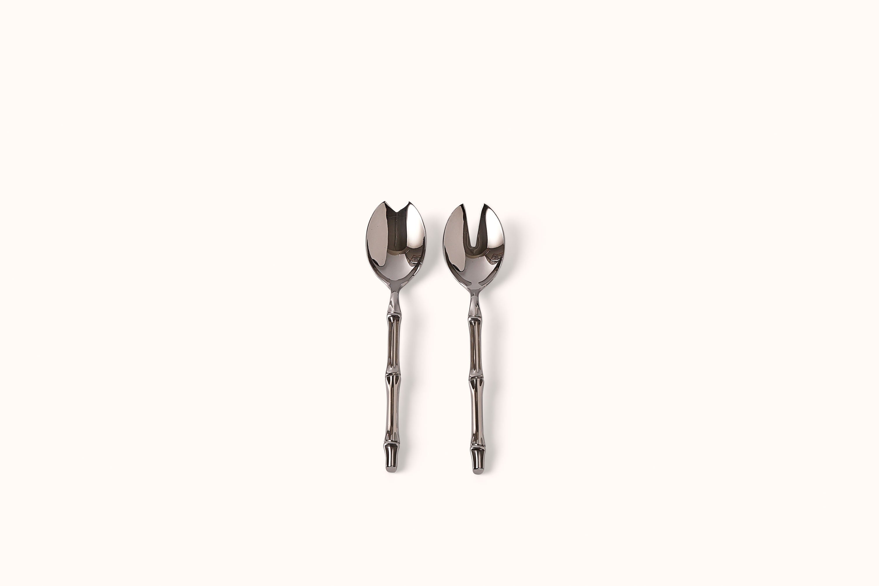MEPRA POLISHED STAINLESS STEEL BALI BAMBOO SALAD SET