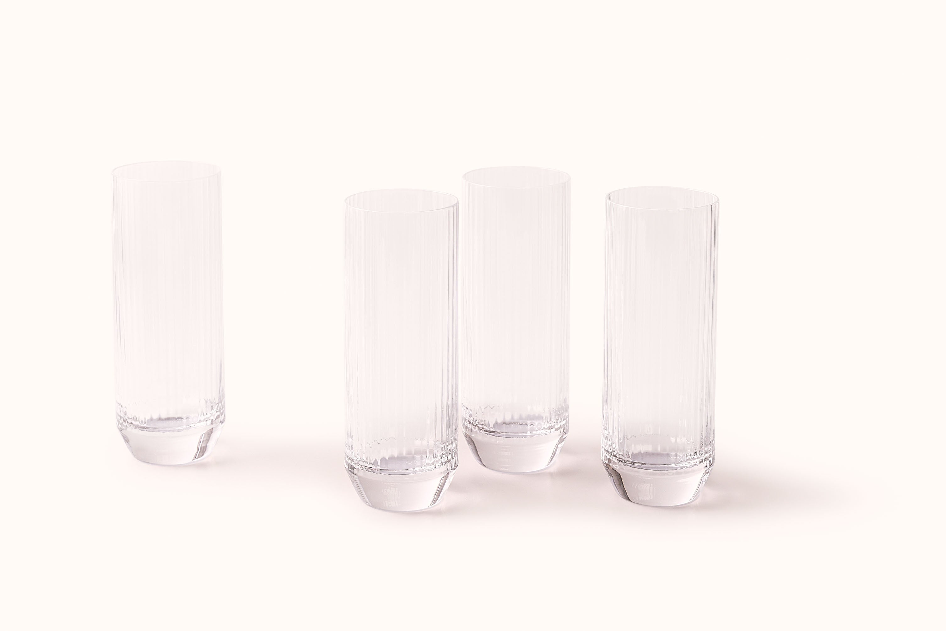 NUDE YOUMEUS DESIGN CRYSTAL HIGH BALL GLASSES TALL SET OF 4