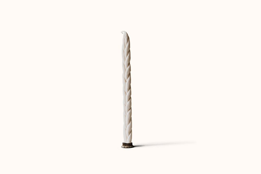 OBERFLACHT BRAID NO. 2 TAPER CANDLE - PARCHMENT