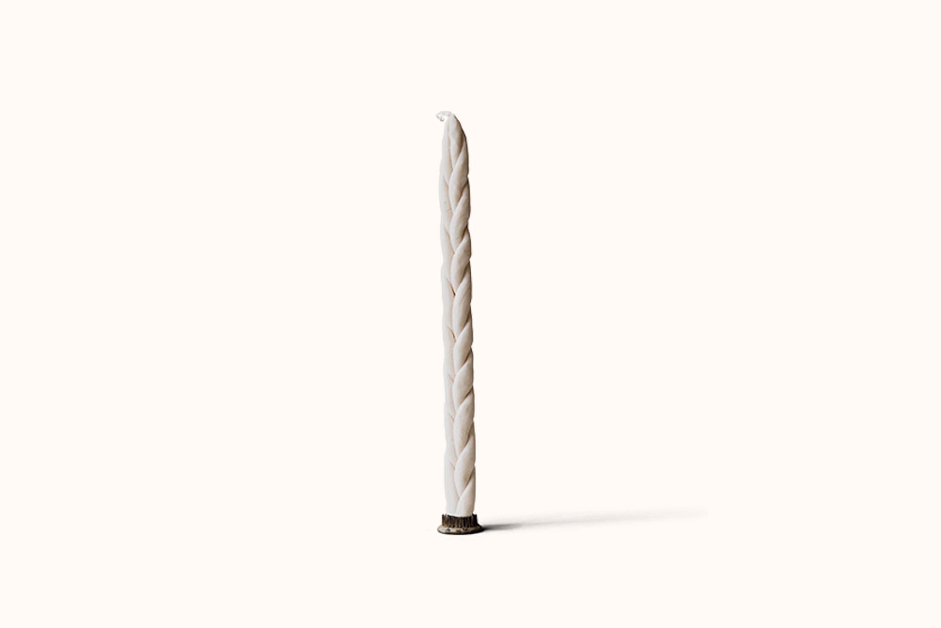 OBERFLACHT BRAID NO. 2 TAPER CANDLE - PARCHMENT
