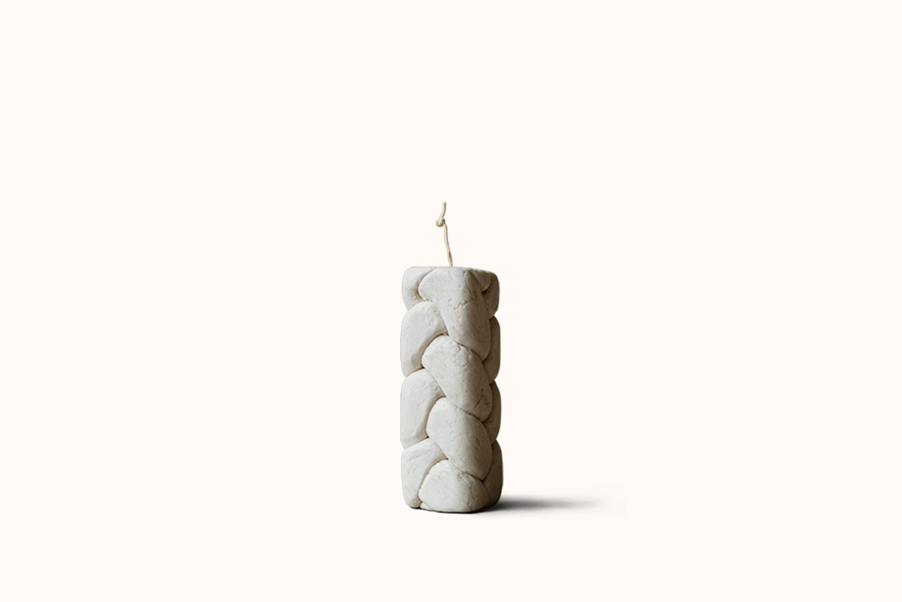 OBERFLACHT BRAID NO. 1 SQUARE PILLAR CANDLE - PARCHMENT
