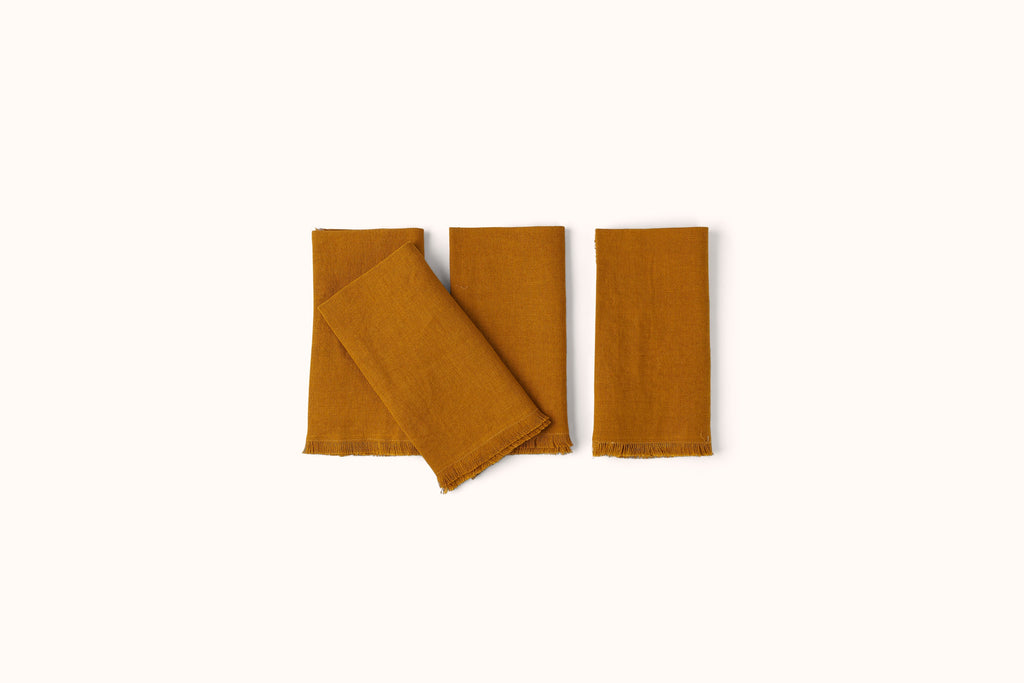 ONCE MILANO LINEN NAPKINS WITH FRINGING SET OF 4