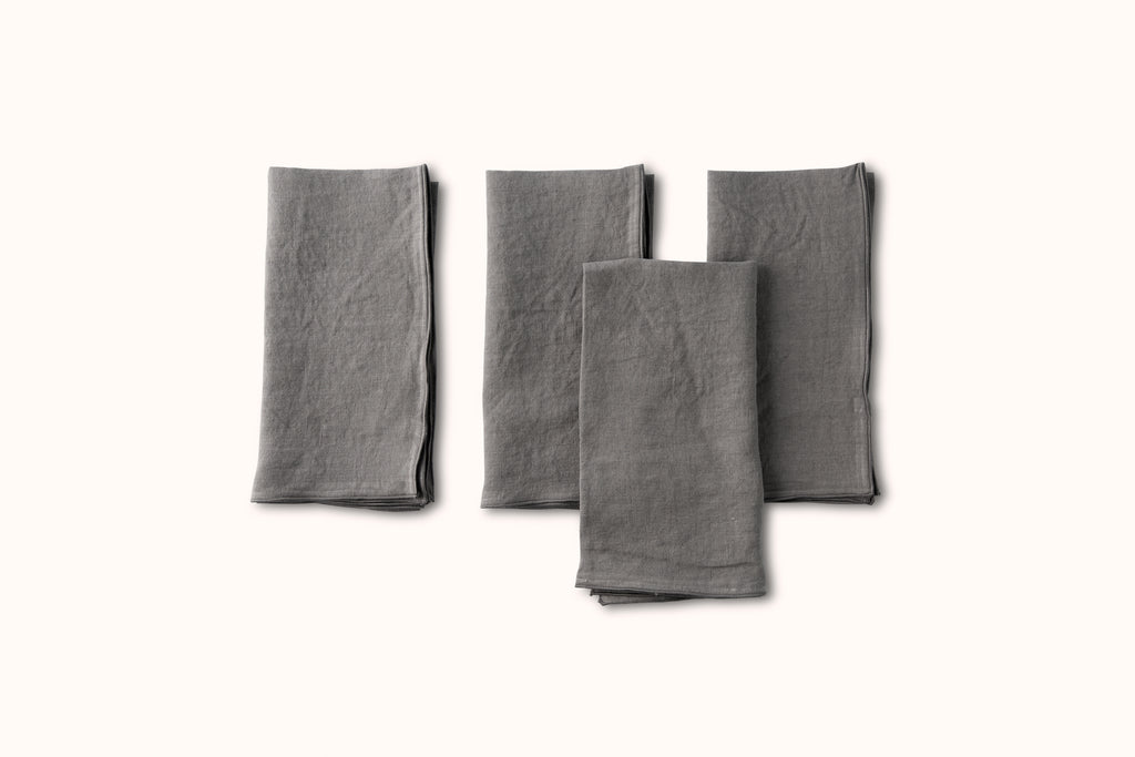 ONCE MILANO LINEN NAPKINS WITH ROLLED HEM SET OF 4