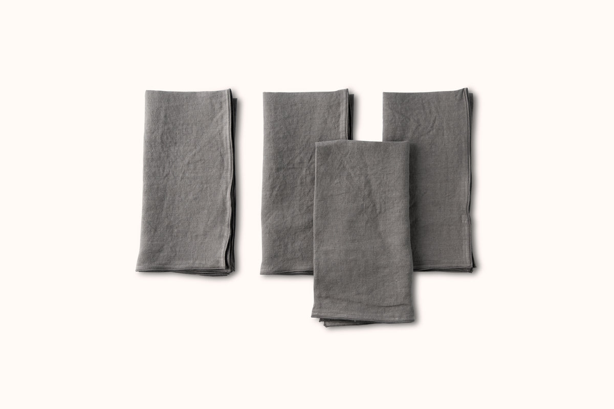 ONCE MILANO LINEN NAPKINS WITH ROLLED HEM SET OF 4
