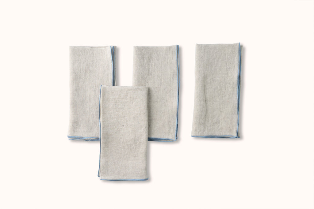 ONCE MILANO LINEN NAPKINS WITH ROLLED HEM SET OF 4