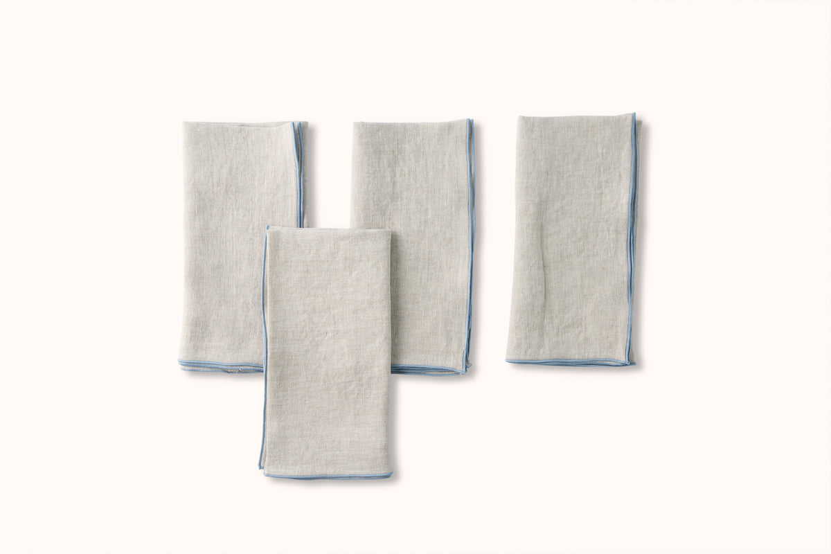 ONCE MILANO LINEN NAPKINS WITH ROLLED HEM SET OF 4