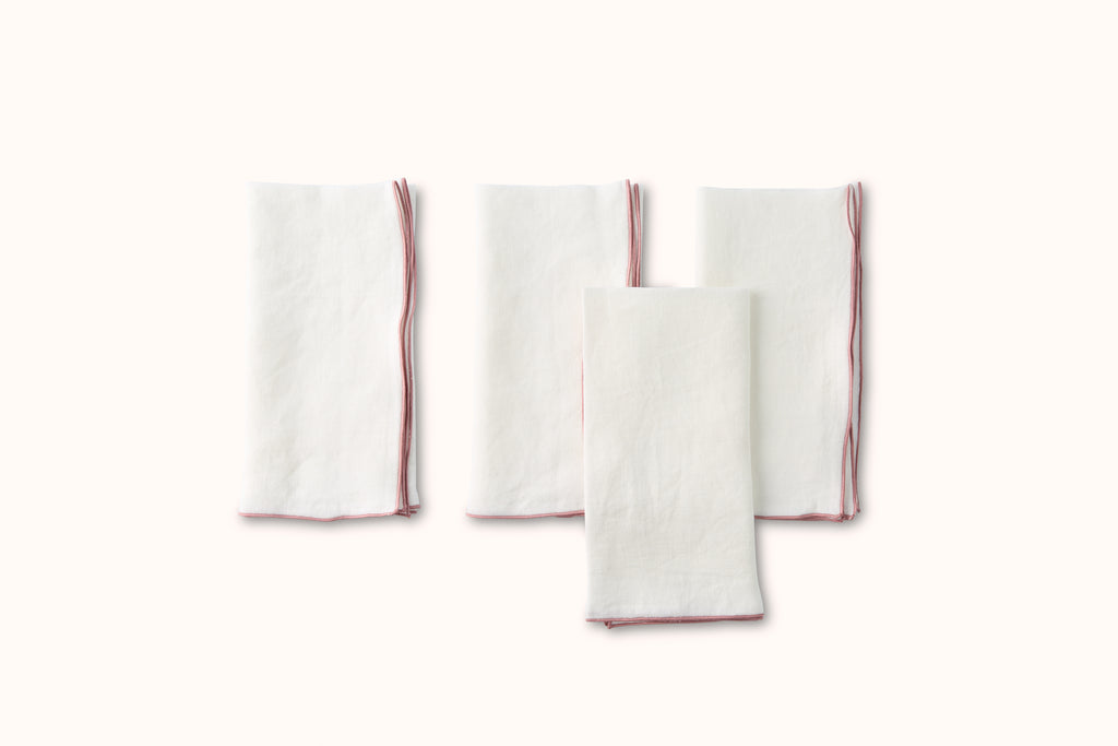 ONCE MILANO LINEN NAPKINS WITH ROLLED HEM SET OF 4