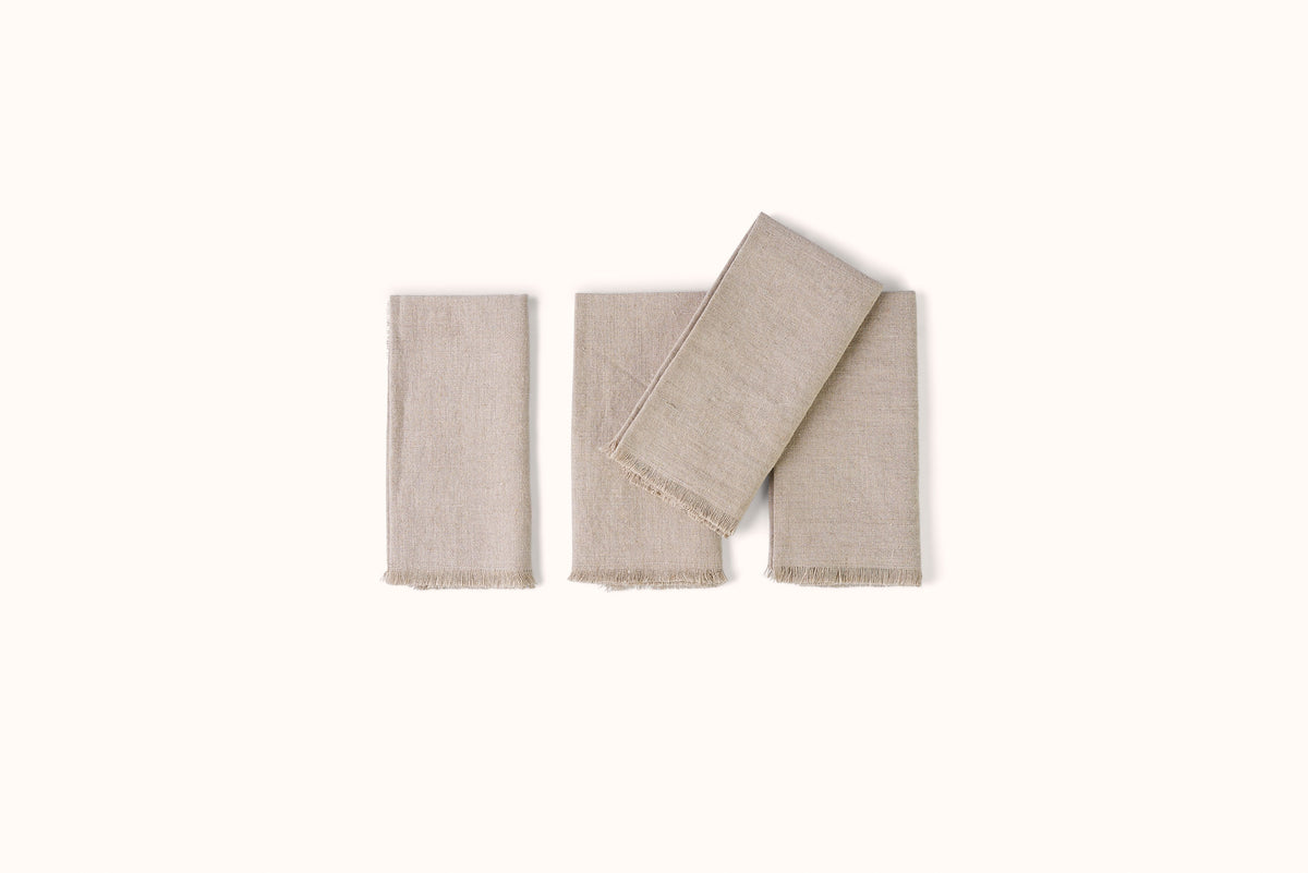 ONCE MILANO LINEN NAPKINS WITH FRINGING SET OF 4
