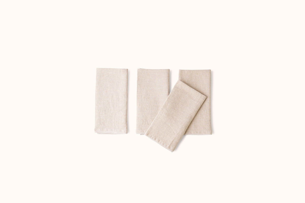 ONCE MILANO LINEN NAPKINS WITH ROLLED HEM SET OF 4