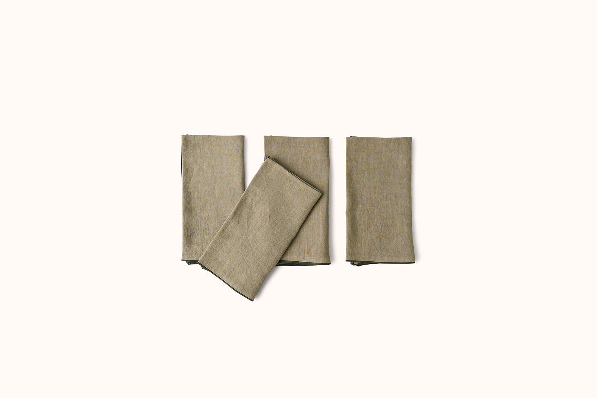ONCE MILANO LINEN NAPKINS WITH ROLLED HEM SET OF 4