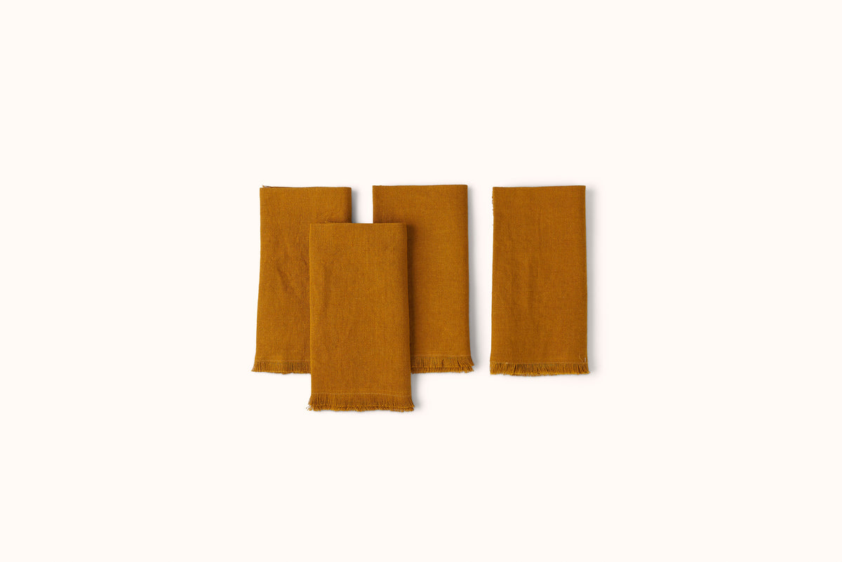 ONCE MILANO LINEN NAPKINS WITH FRINGING SET OF 4