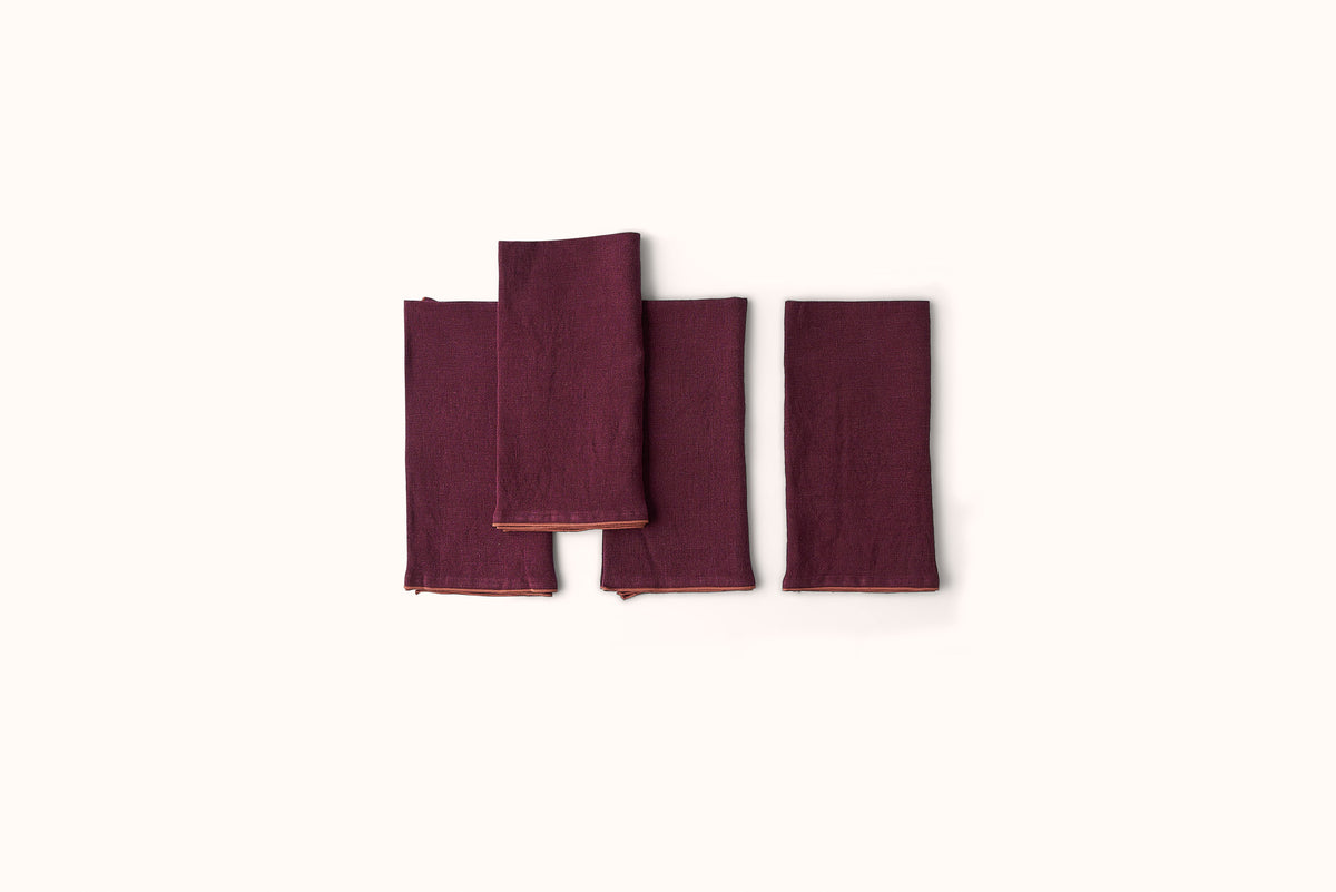 ONCE MILANO LINEN NAPKINS WITH ROLLED HEM SET OF 4