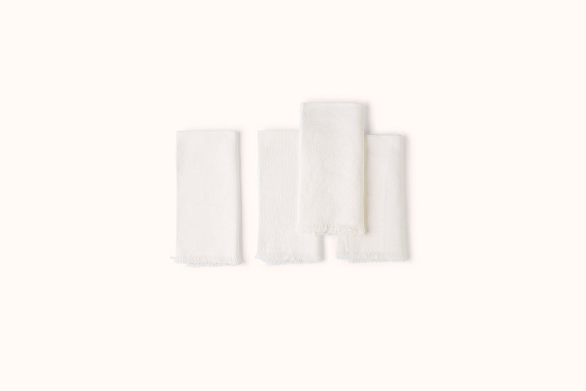 ONCE MILANO LINEN NAPKINS WITH FRINGING SET OF 4