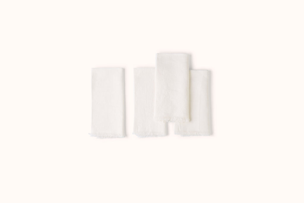 ONCE MILANO LINEN NAPKINS WITH FRINGING SET OF 4