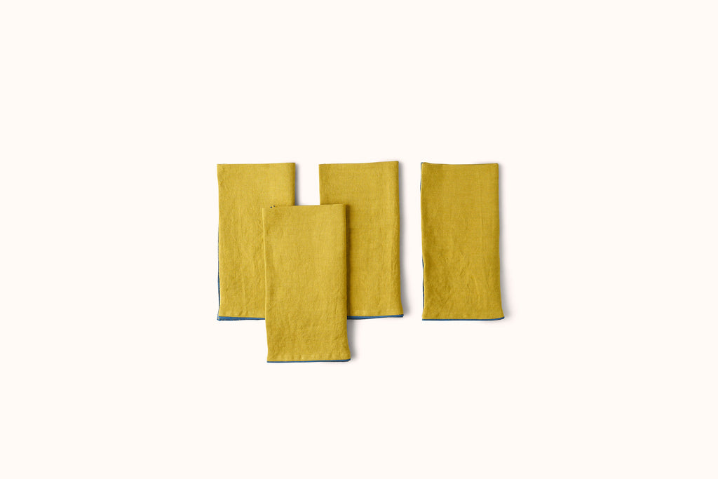 ONCE MILANO LINEN NAPKINS WITH ROLLED HEM SET OF 4