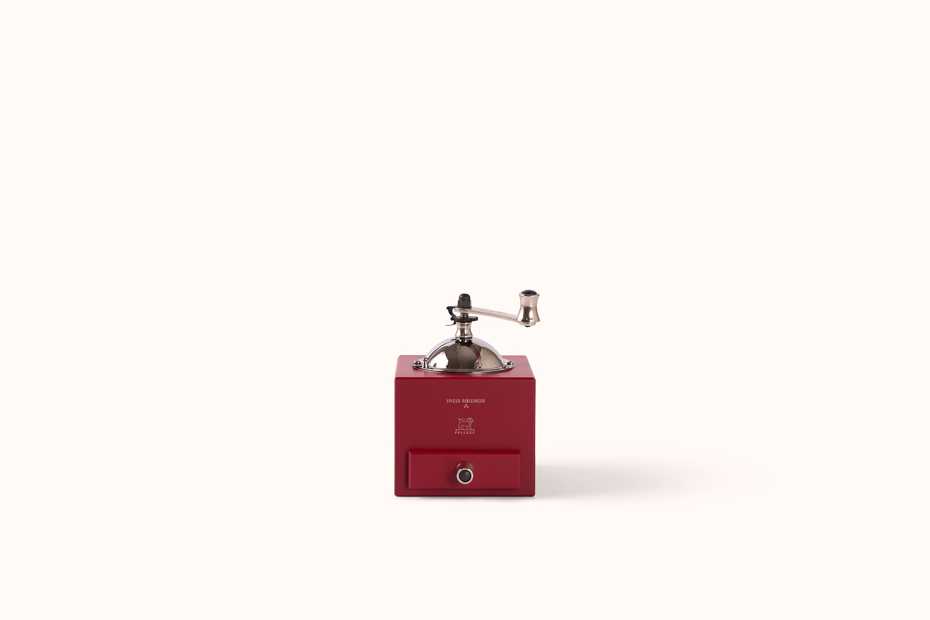 PEUGEOT RED WOOD STAINLESS STEEL ROELLINGER PEPPER GRINDER