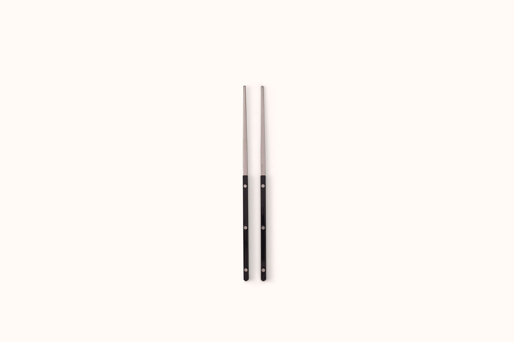 SABRE PARIS POLISHED STAINLESS STEEL SOLID BLACK BISTROT CHOPSTICKS