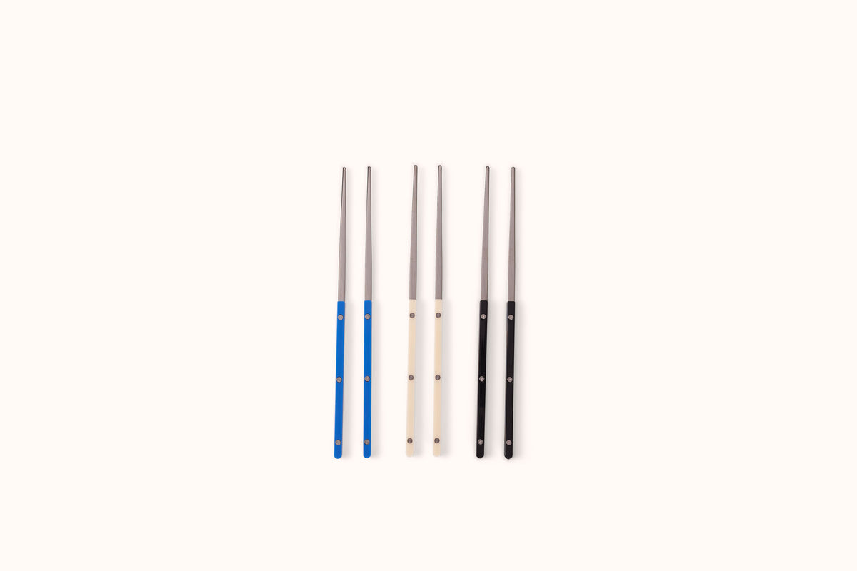 SABRE PARIS POLISHED STAINLESS STEEL LAPIS BLUE BISTROT CHOPSTICKS