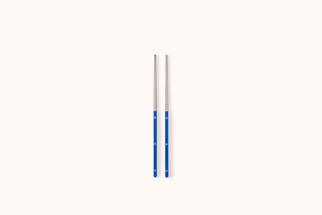 SABRE PARIS POLISHED STAINLESS STEEL LAPIS BLUE BISTROT CHOPSTICKS
