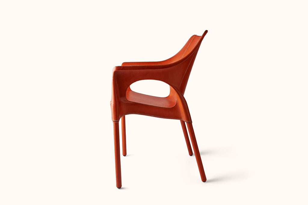 SOL Y LUNA ORANGE LEATHER SCULPTURAL ARMCHAIR