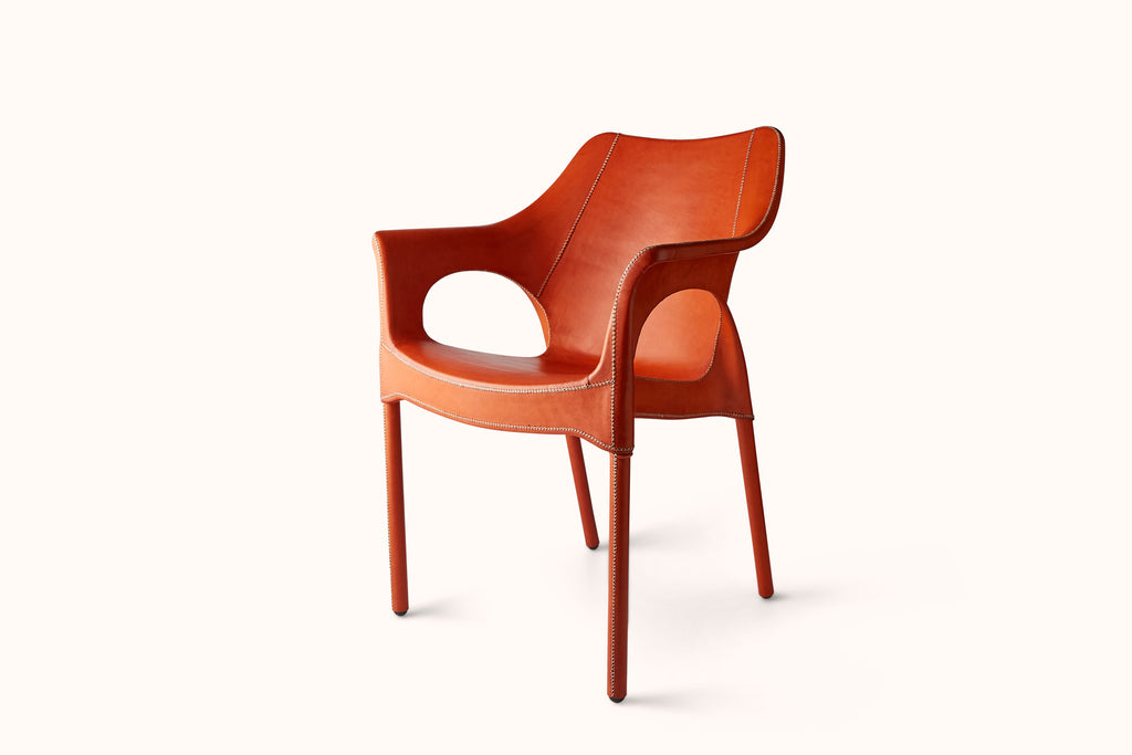 SOL Y LUNA ORANGE LEATHER SCULPTURAL ARMCHAIR