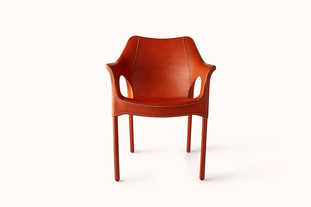 SOL Y LUNA ORANGE LEATHER SCULPTURAL ARMCHAIR