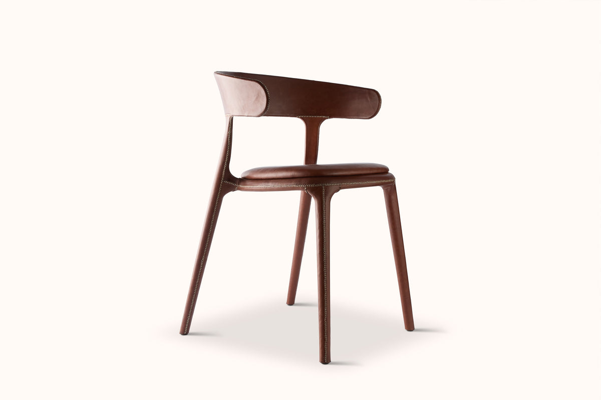 SOL Y LUNA BROWN LEATHER CAROL CHAIR WITH CUSHION