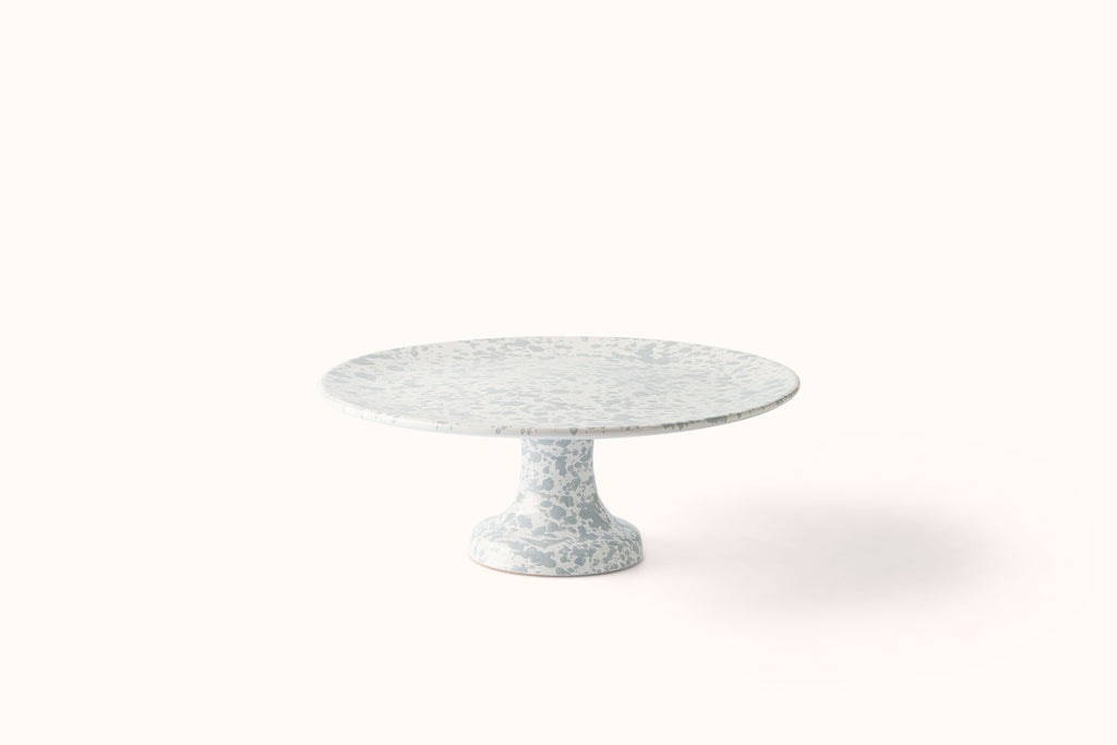 GREY ON WHITE SPLATTERWARE FRUIT/CAKE PLATE