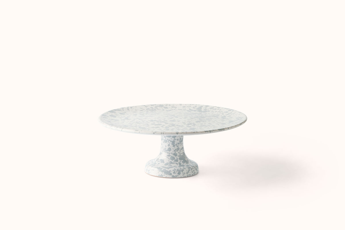 GREY ON WHITE SPLATTERWARE FRUIT/CAKE PLATE