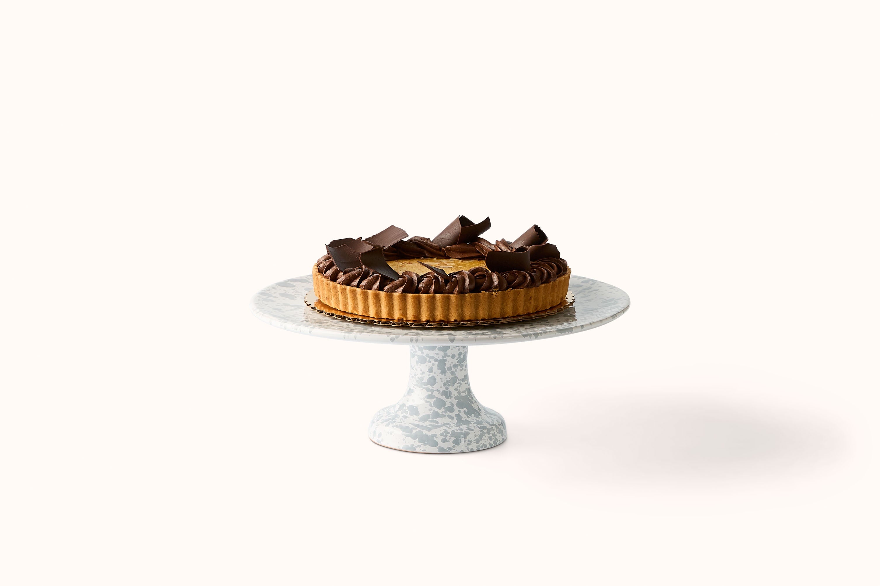 GREY ON WHITE SPLATTERWARE FRUIT/CAKE PLATE
