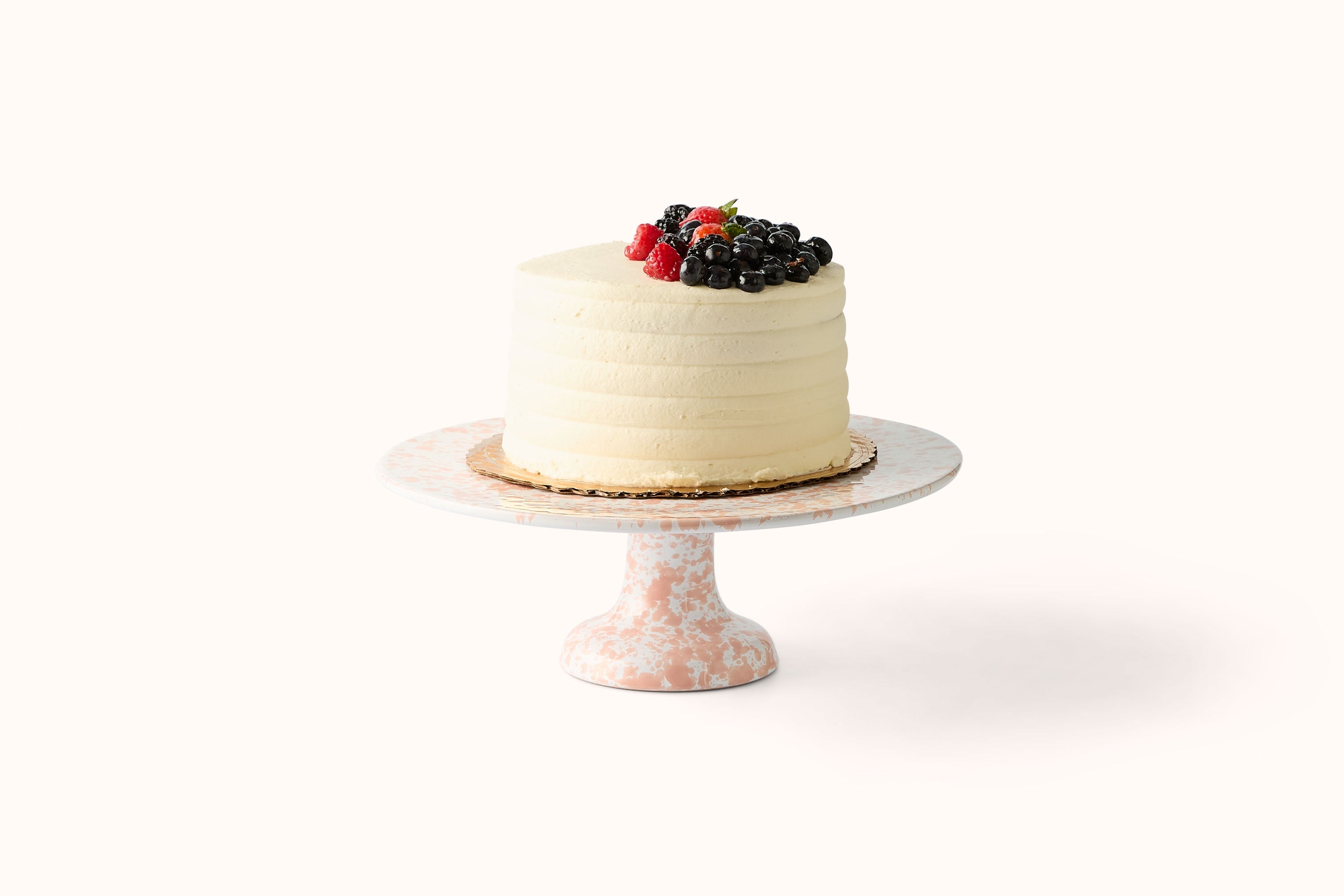 PINK ON WHITE SPLATTERWARE FRUIT/CAKE PLATE