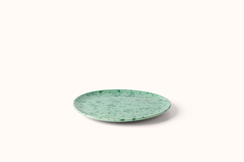GREEN ON GREEN SPLATTERWARE DINNERWARE