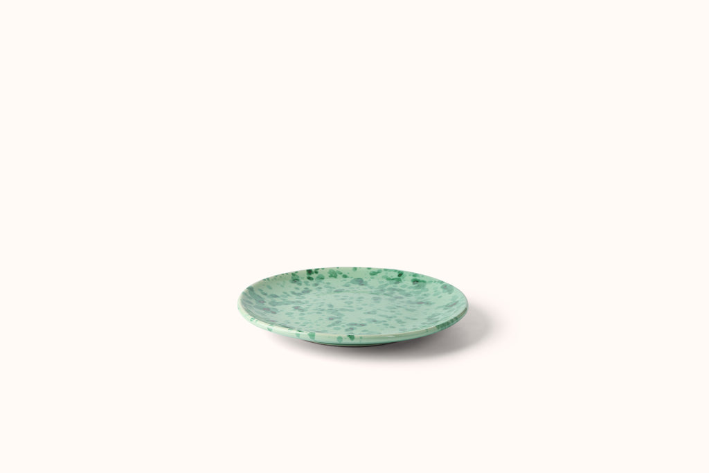GREEN ON GREEN SPLATTERWARE DINNERWARE